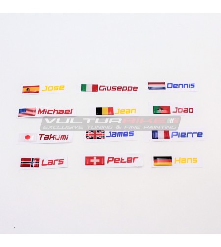 Nombre de banderas 3D personalizables + país