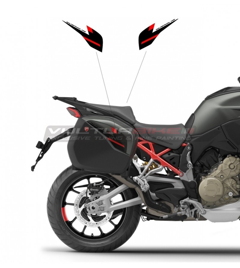 Schwarze rote Aufkleber für Kofferabdeckung - Ducati Multistrada V4 / V4S