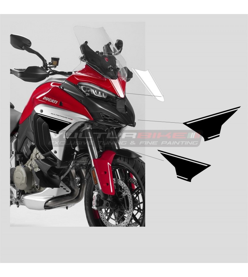 Black white stickers for fairing and side fairings - Ducati Multistrada V4 / V4S