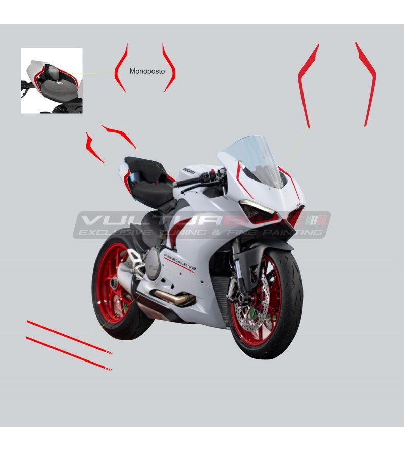 Weiße Verkleidung Aufkleber Kit - Ducati Panigale V2 2020 / 2022