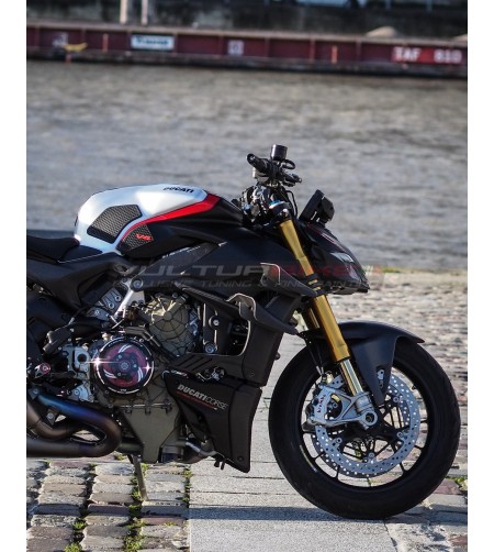 Couvercle de réservoir allongé peint avec effet aluminium brossé - Ducati Panigale V4 / Streetfighter V4 