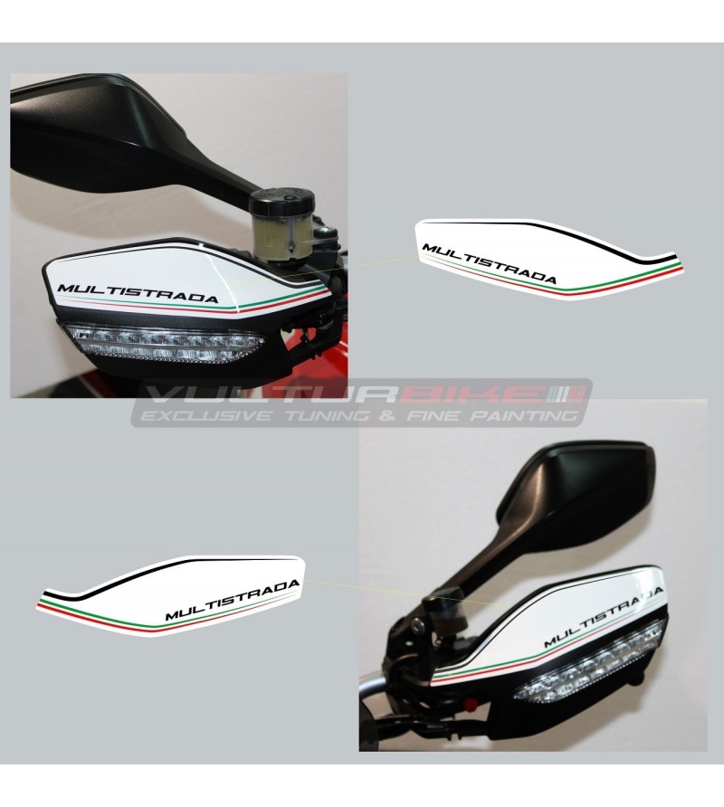Autocollants Handguard blanc tricolore italien - Ducati Multistrada 1200 2010 / 2014