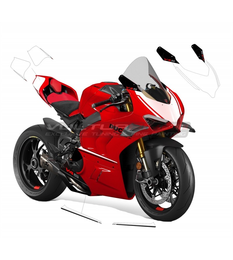 Tail fairing stickers kit and side fairings - Ducati Panigale V4 / V2 2018 - 2022