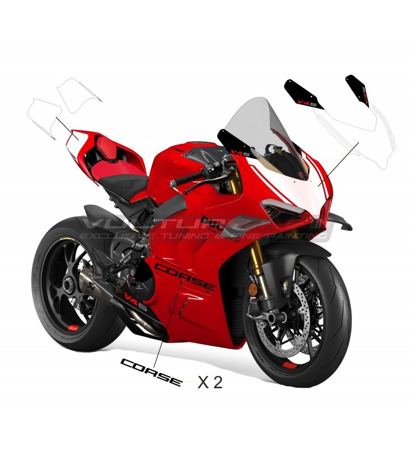Kit de pegatinas de carreras para carenado de cola y carenados laterales - Ducati Panigale V4 / V2 2018 - 2022