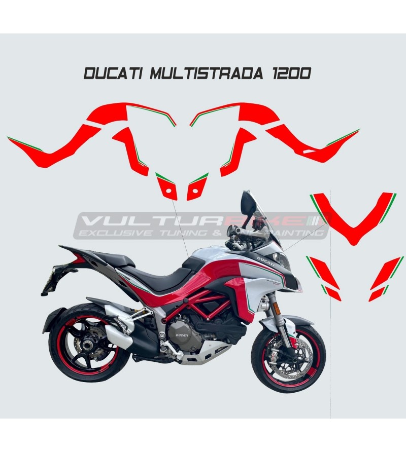 Kit autocollants rouge vert - Ducati Multistrada 1260 / 1200 2015/18