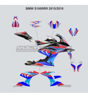 Kit autocollants complets rouge bleu - BMW S1000RR 2015 / 2018