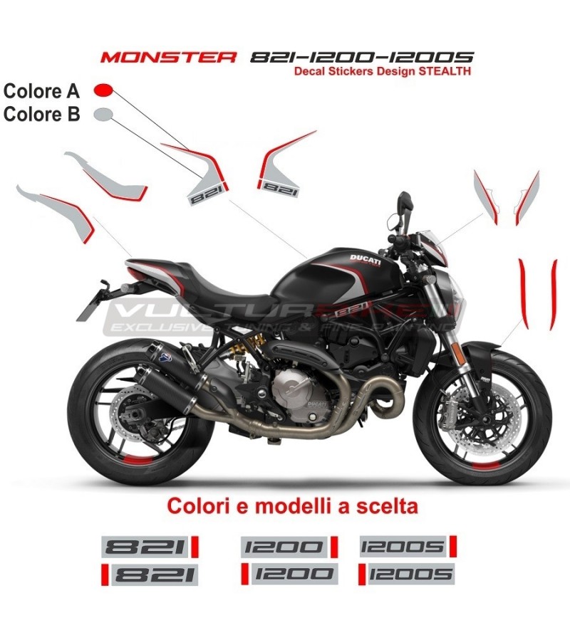 Stickers kit 821 Stealth Design - Ducati Monster 821 / 1200 / 1200S