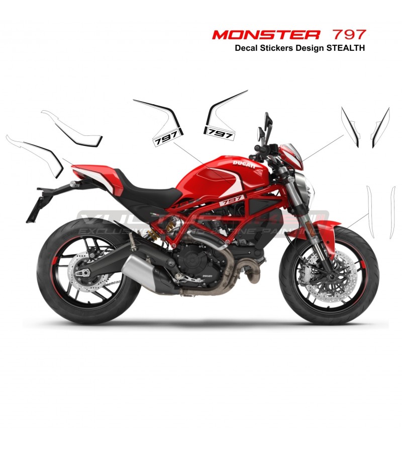Stickers kit 821 Stealth Design red bike - Ducati Monster 797