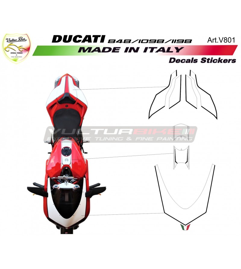 1 Aufkleber Wandtattoo Ducati 1098 Dekorstreifen Tank mit Flagge Tricolor 
