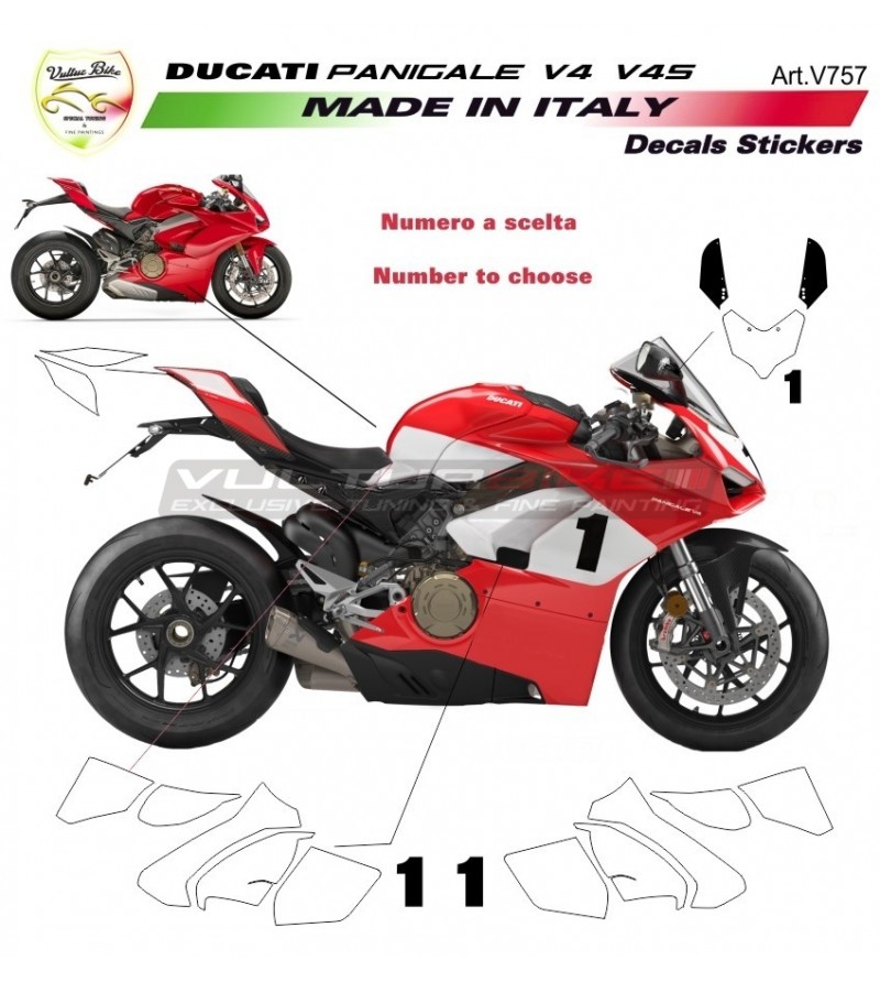 Kit completo de pegatinas con número de su elección - Ducati Panigale V4 / V4S