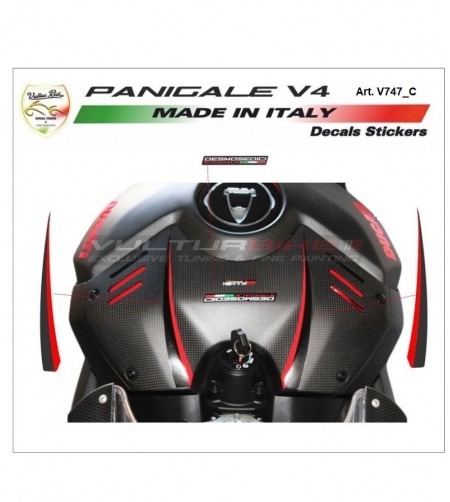 Pegatinas especiales de cubierta del tanque rojo-negro - Ducati Panigale V4 / V4S / V4R