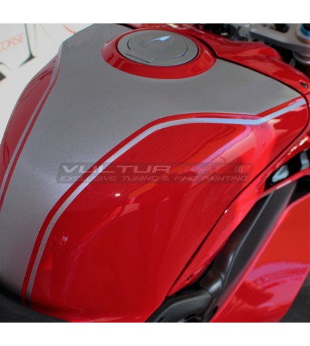 Brushed aluminium effect tank stickers - Ducati Panigale V4 2022