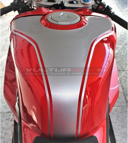 Brushed aluminium effect tank stickers - Ducati Panigale V4 2022