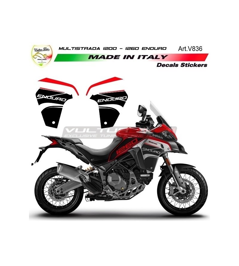 Adesivi neri e rossi per fiancate laterali - Ducati Multistrada ENDURO 1200 / 1260