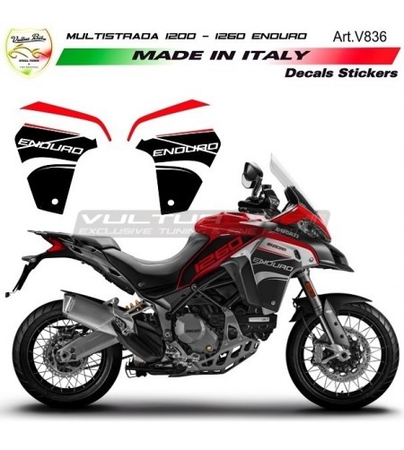 Autocollants noirs et rouges pour les panneaux latéraux - Ducati Multistrada ENDURO 1200 / 1260