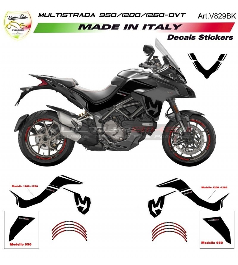 Mission Winnow Black Sticker Kit - Ducati Multistrada 1200 / 1260 / 950