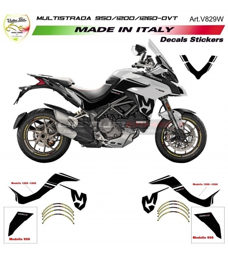 Mission Winnow White Sticker Kit - Ducati Multistrada 1200 / 1260 / 950