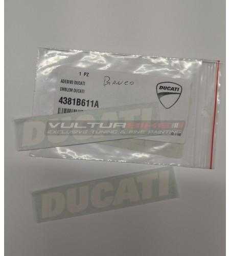 Par de calcomanías Ducati color blanco (Original)