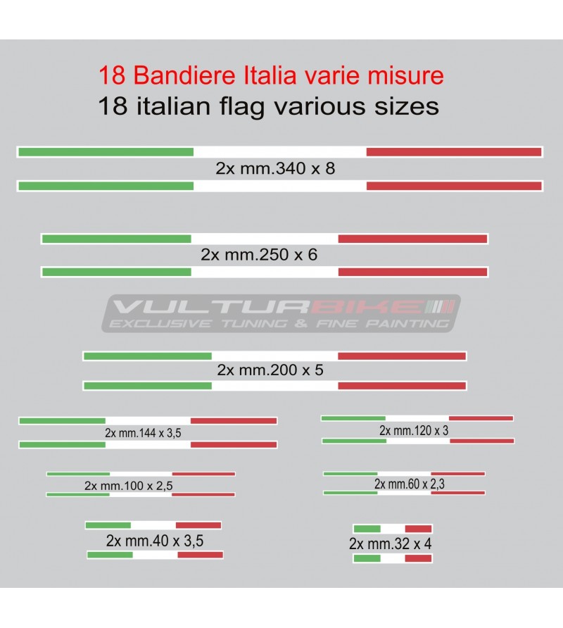 Set 18 adesivi bandiera Italia varie misure