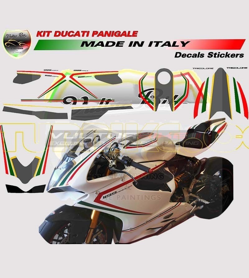 Kit autocollant tricolore pour base blanche - Ducati Panigale 899/1199