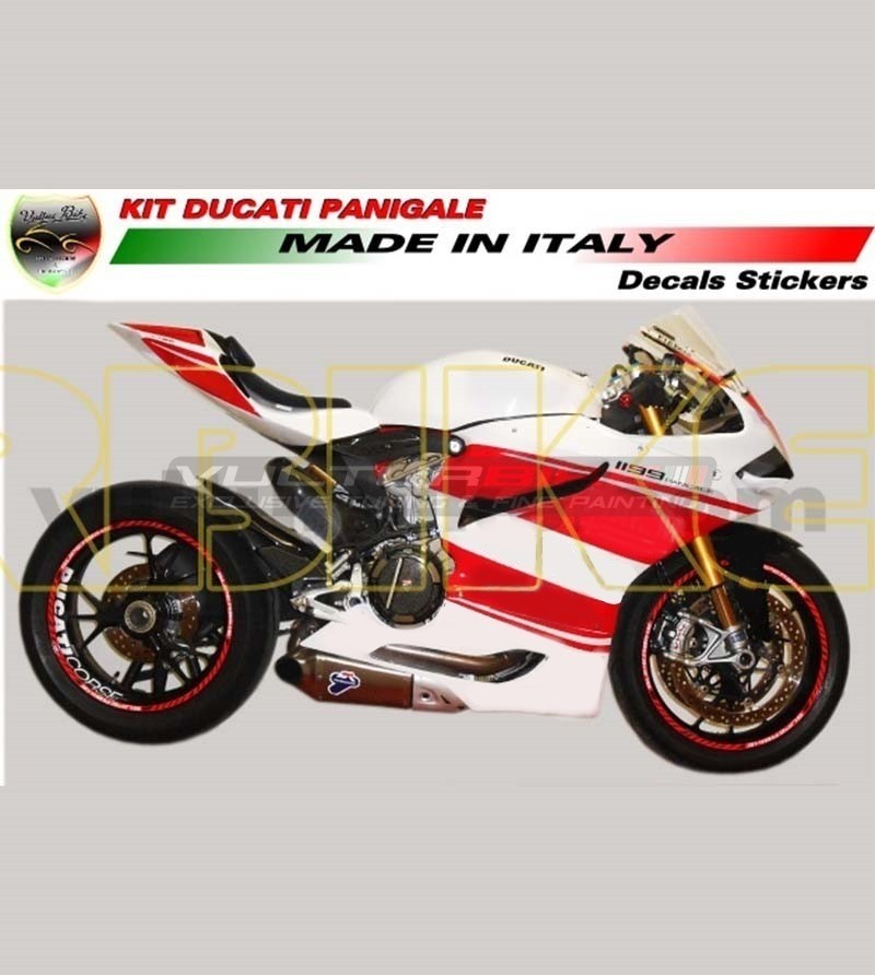 Kit adhésif pour moto à base blanche - Ducati Panigale 899/1199