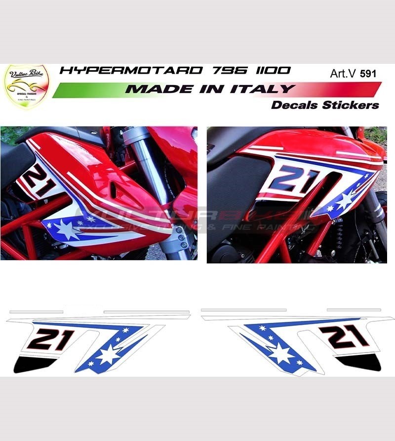 Stickers for motorcycle side panels red - Ducati Hypermotard 796/1100