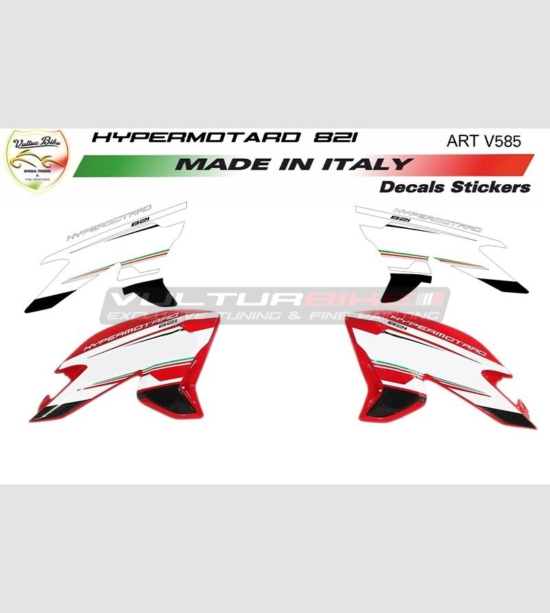 Autocollants pour les côtés nouveau design tricolore - Ducati Hypermotard 821/939
