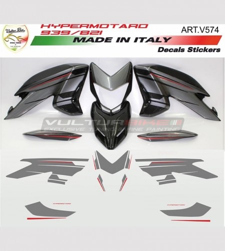 Graphite/Red Sticker Kit - Ducati Hypermotard 821/939