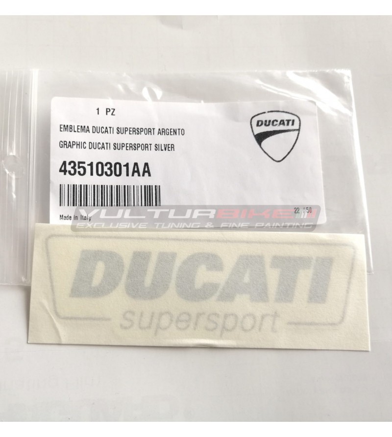 Emblema original Ducati Supersport color plata