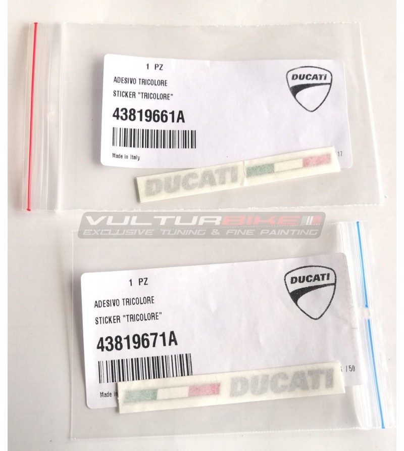 Pair of original stickers Ducati with tricolor flag