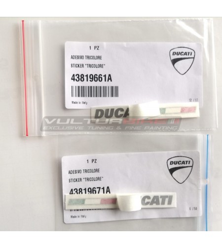 Paar Originalaufkleber Ducati mit dreifarbiger Flagge