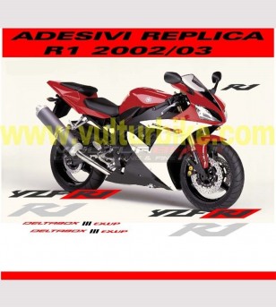 Kit de pegatinas grafito cumplido./ rojo / plata - Yamaha R1 2002/2003