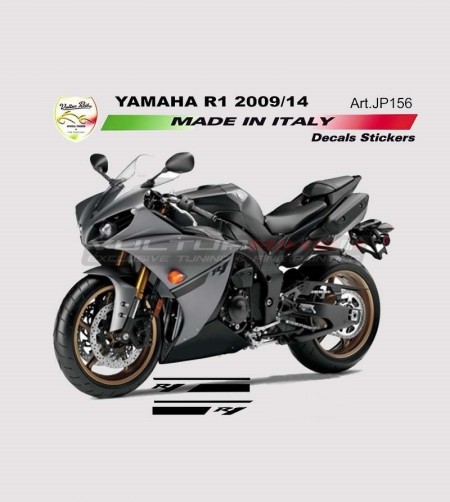 Pegatinas de carenado lateral negro/gris - Yamaha R1 2009/14