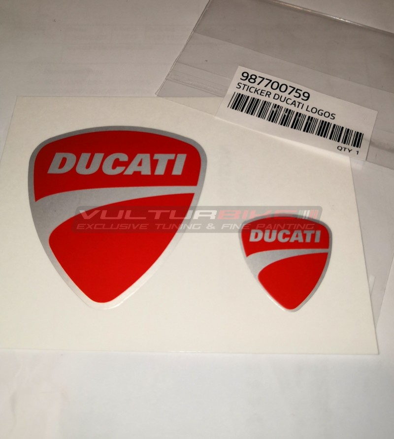 Autocollants originaux du logo Ducati - rouge argenté -