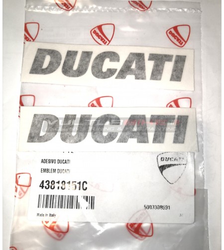 Pair of original decals Ducati glossy black color