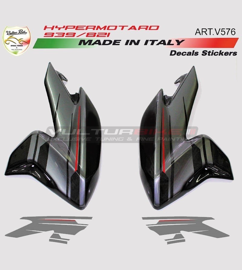 Adesivi per fiancate laterali graphite/rosso - Ducati Hypermotard 821/939