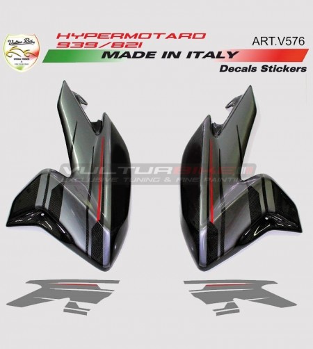 Side fairing's stickers graphite/red- Ducati Hypermotard 821/939