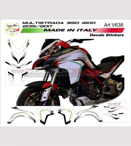 Kit d’autocollants pour Ducati Multistrada 950/1200 2015 - 2018 design tricolore