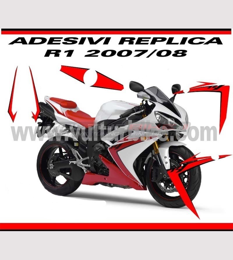 Stickers' kit red / black color - Yamaha R1 2007/2008