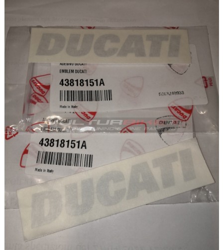 Pair of original decals Ducati brushed aluminum color