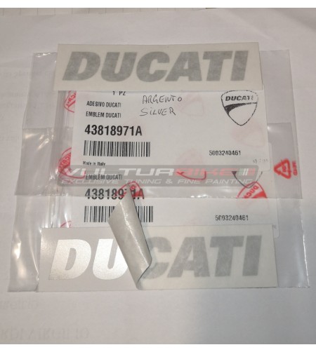 Pair of original decals Ducati silver color