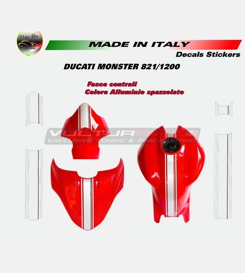 Adesivi fascia centrale colore spazzolato - Ducati Monster 821/1200