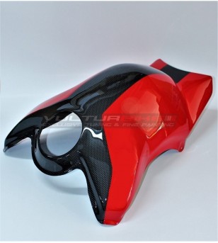 Two-tone red black carbon tank cover - Ducati Panigale V4 / V4s / V4R / Streetfighter V4