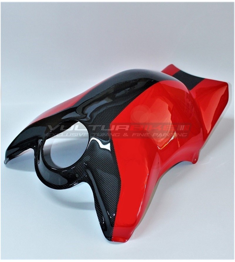 Coperchio serbatoio bicolore rosso nero in carbonio - Ducati Panigale V4 / V4s / V4R / Streetfighter V4