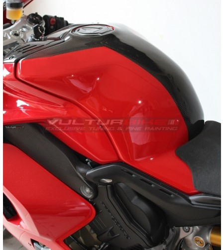 Couvercle de réservoir carbone bicolore rouge noir - Ducati Panigale V4 / V4s / V4R / Streetfighter V4 