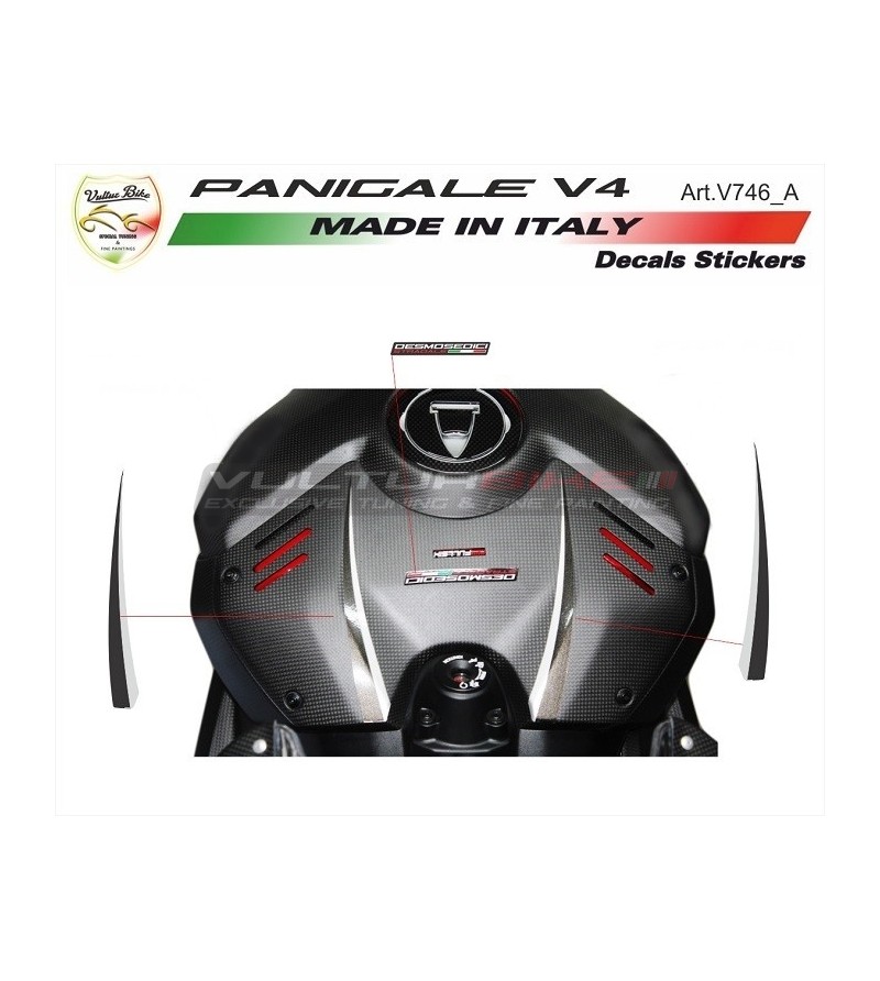 Special tank cover stickers silver / black - Ducati Panigale V4 / V4S / V4R