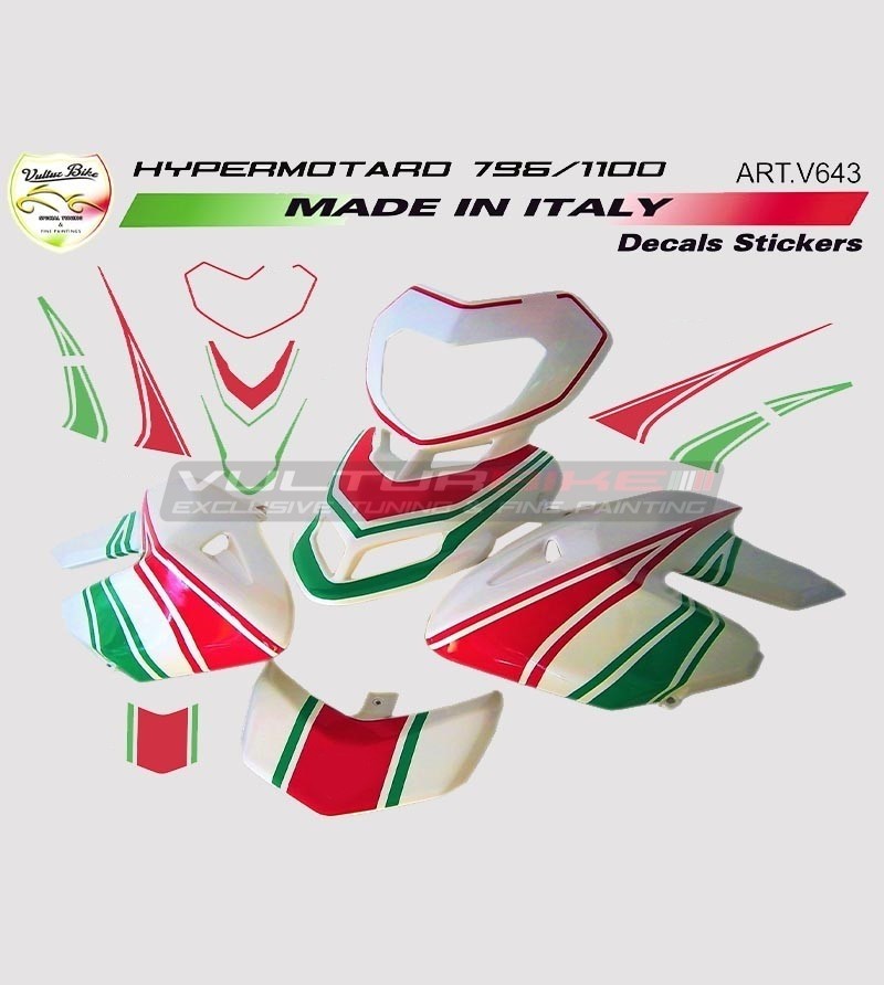 Stickers' kit tricolor design for Ducati Hypermotard 796/1100