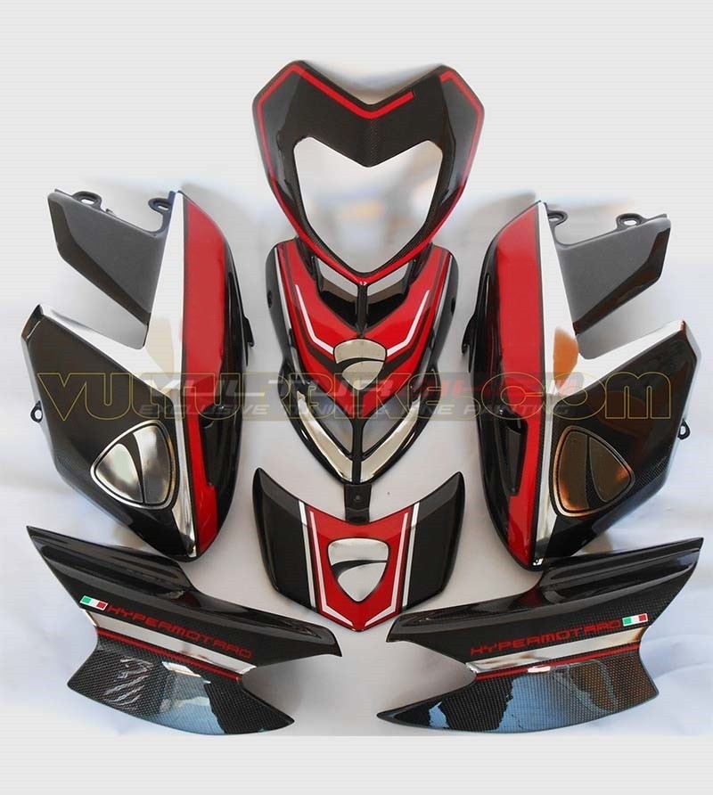 Custom design stickers kit chrome/red - Ducati Hypermotard 796/1100