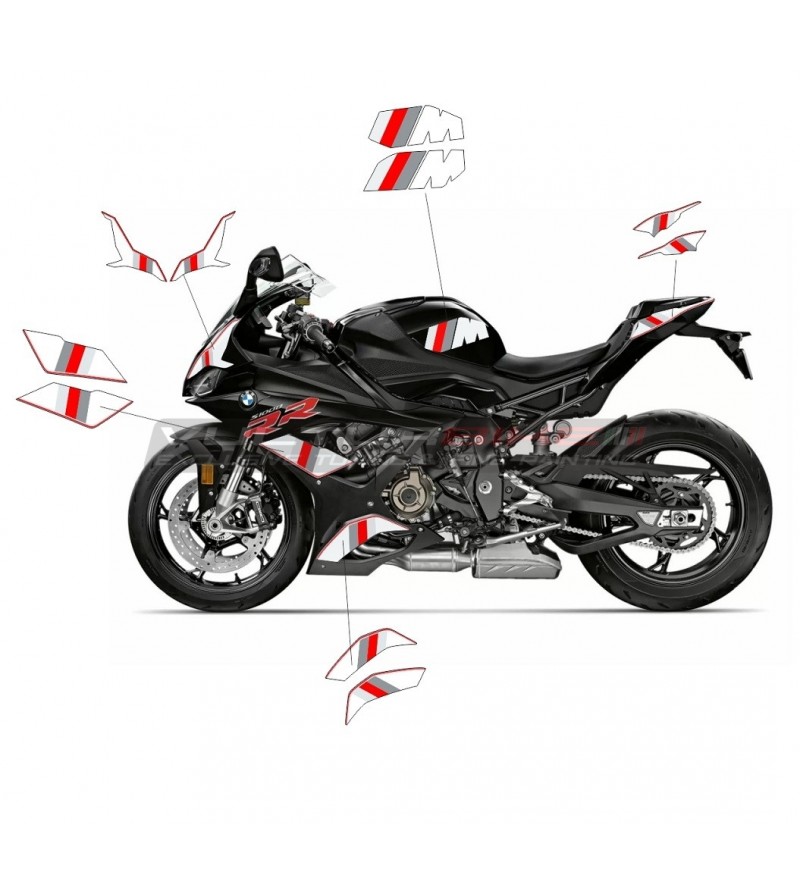 Kit autocollants rouge blanc pour moto BMW S1000RR 2019 / 2021