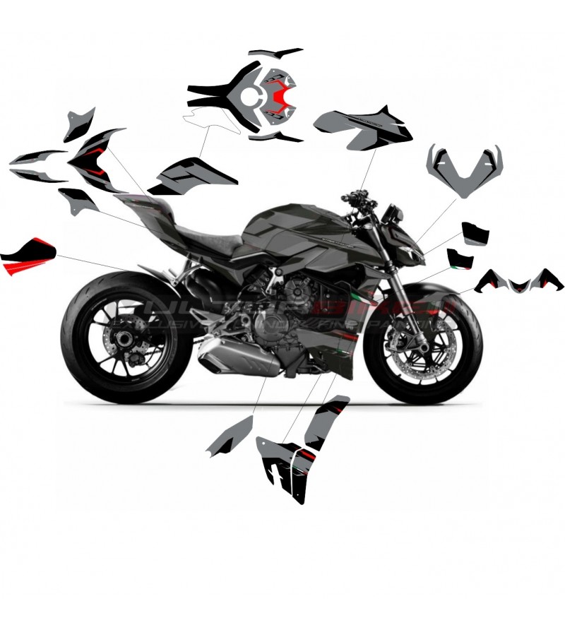 Graues Design-Aufkleber-Kit - Ducati Streetfighter V4